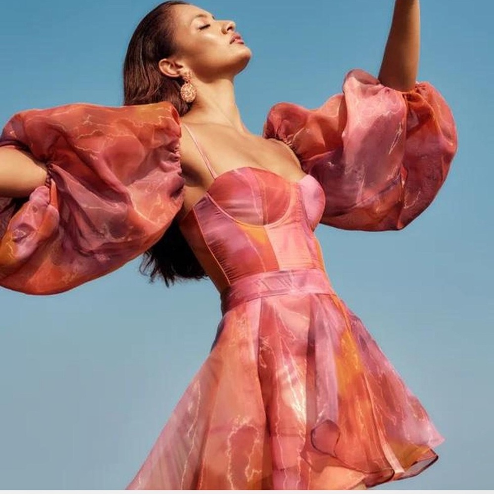 Andrea Iyamah Orange and Pink Bustier Sundress - Picture 2 of 2